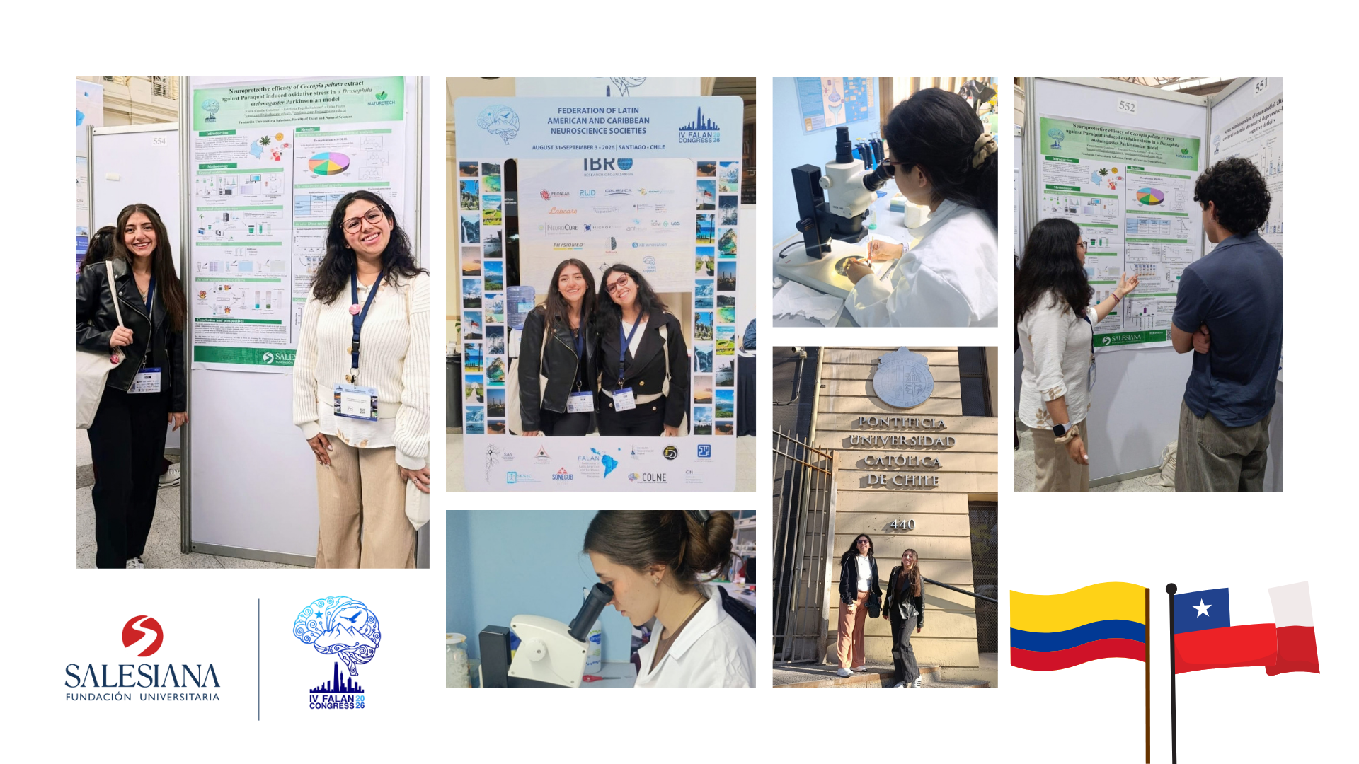 De SALESIANA al mundo: estudiantes llevan su investigación a Chile y representan a Colombia en congreso internacional de neurociencias
